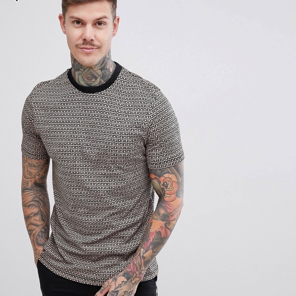 River Island t-shirt with monogram in brown